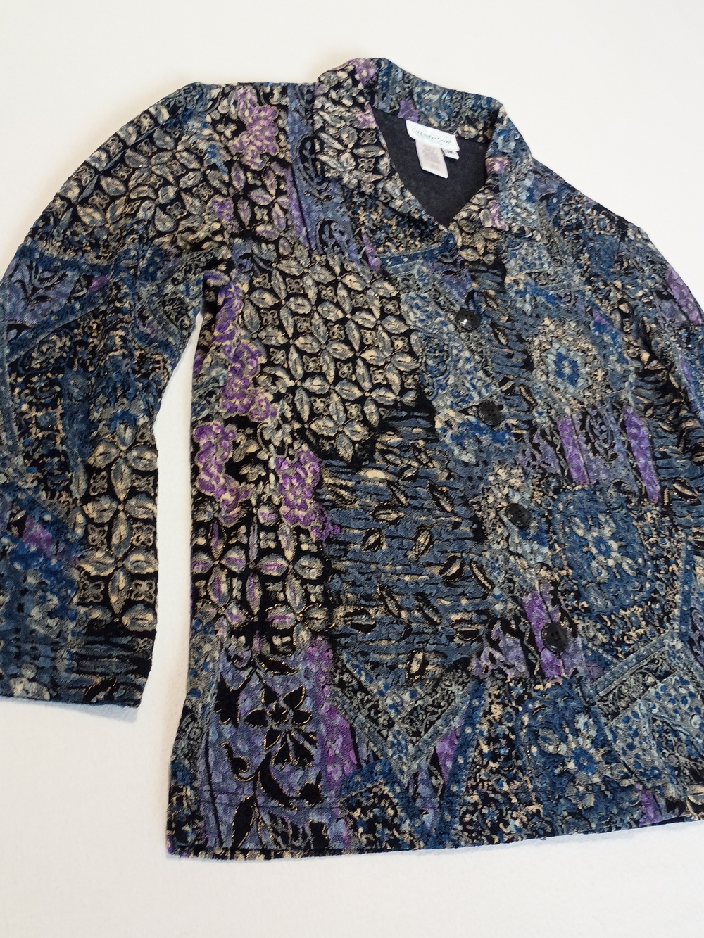 Vintage Coldwater Creek Whimsigoth Paisley Patchwork Blazer Jacket Women's S
